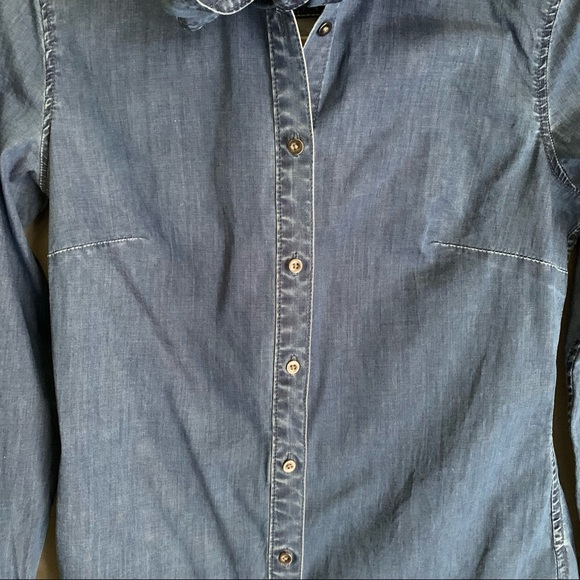 Banana Republic Long Sleeve Denim Riley Bow Top - Picture 3 of 7